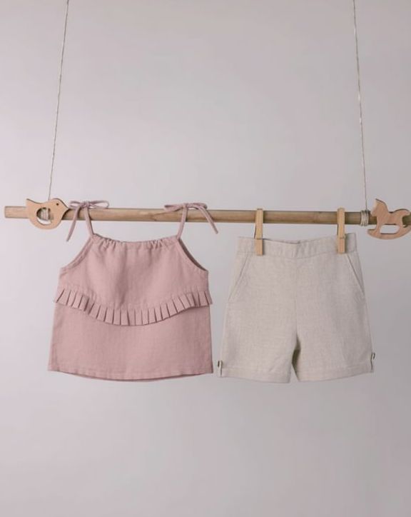 Quinn Linen Tie Strap Pleated Co-Ords Set