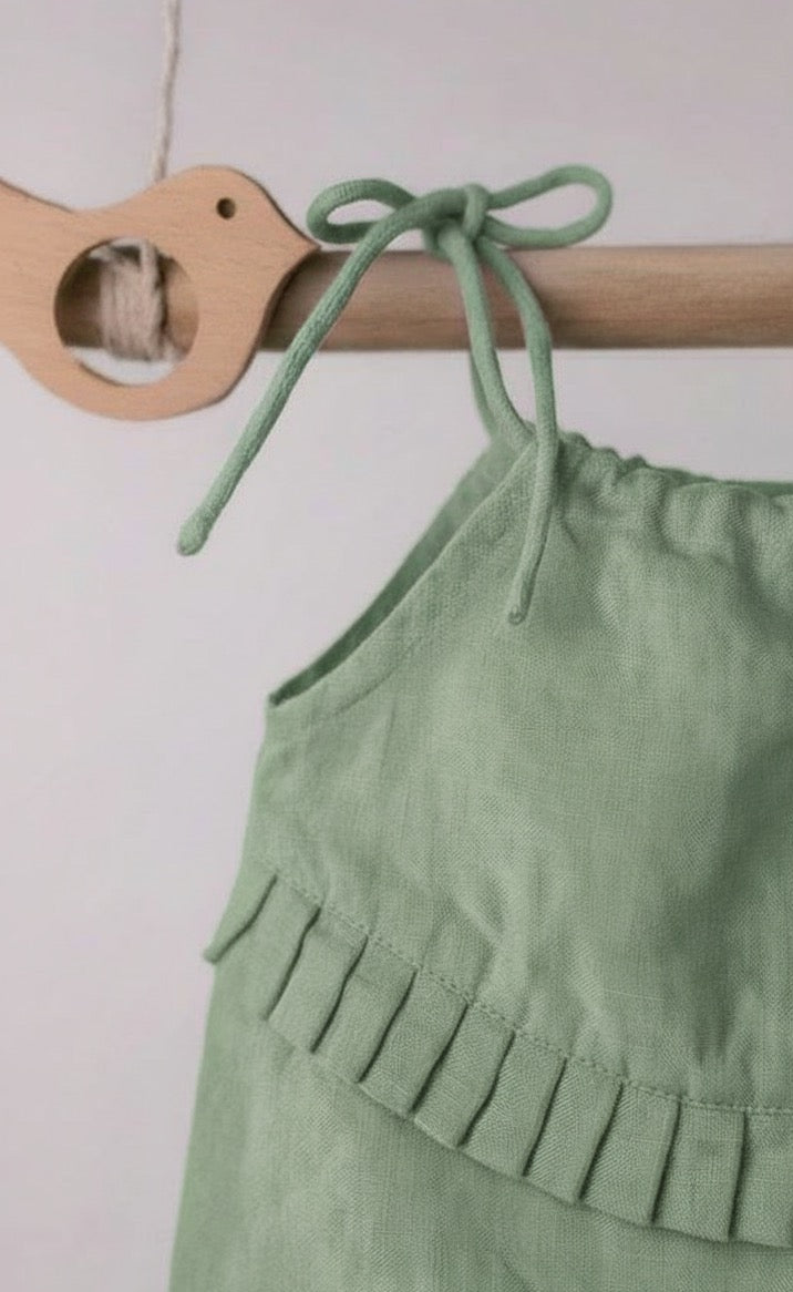 Quinn Linen Tie Strap Pleated Co-Ords Set