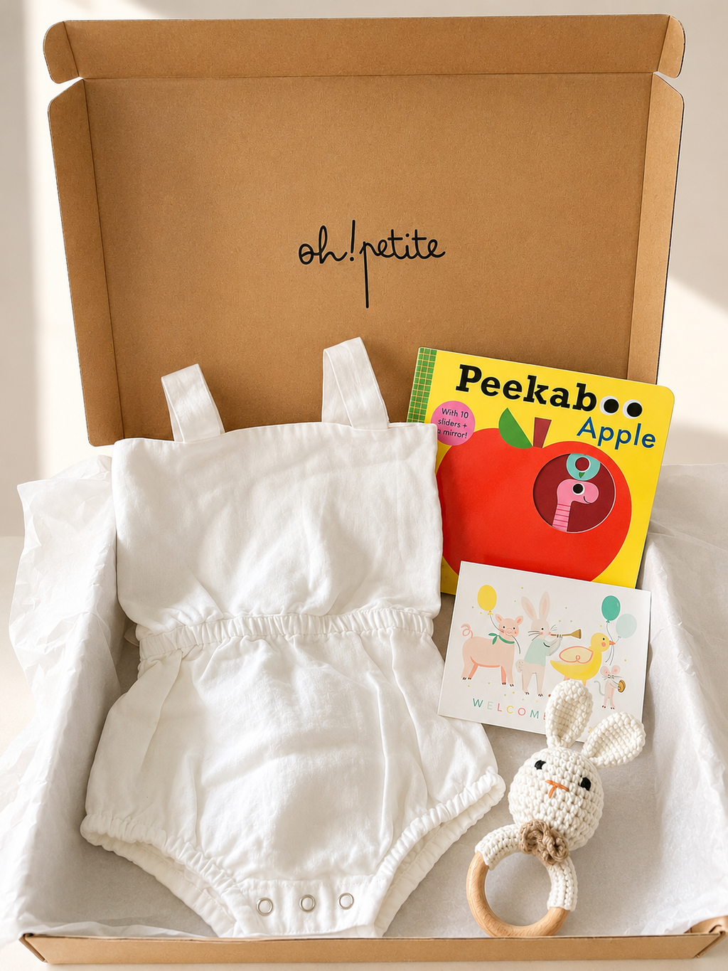 Hello, Little One Tactile Book Set - Vera Back TIe Romper