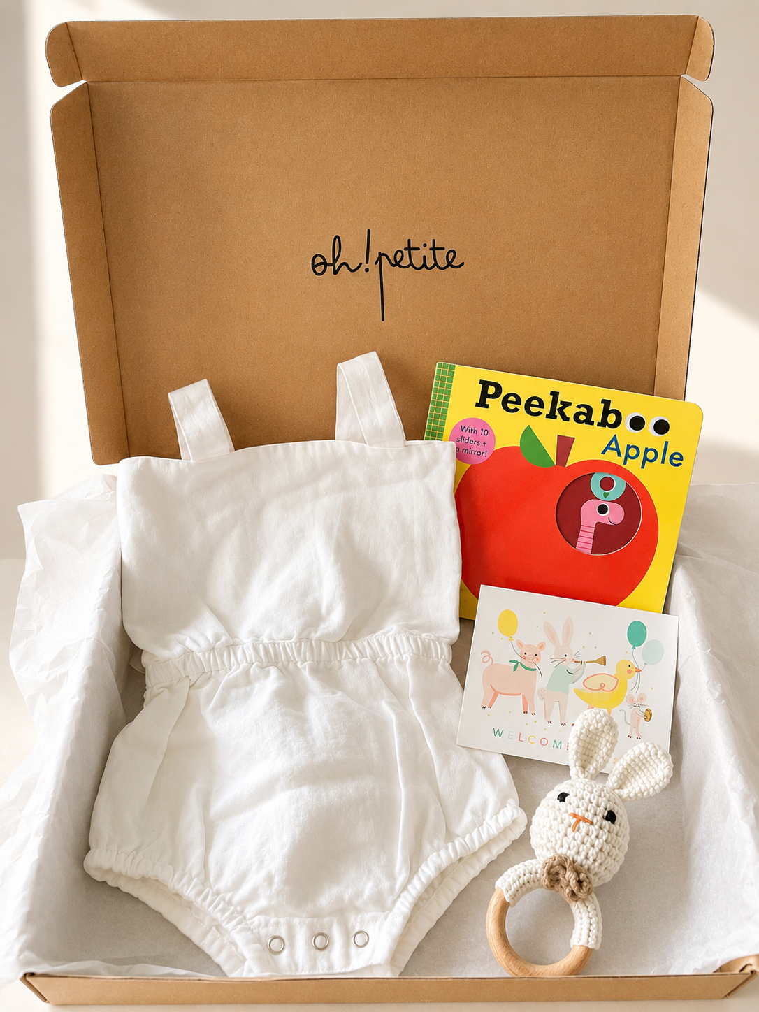 Hello, Little One Tactile Book Set - Vera Back TIe Romper