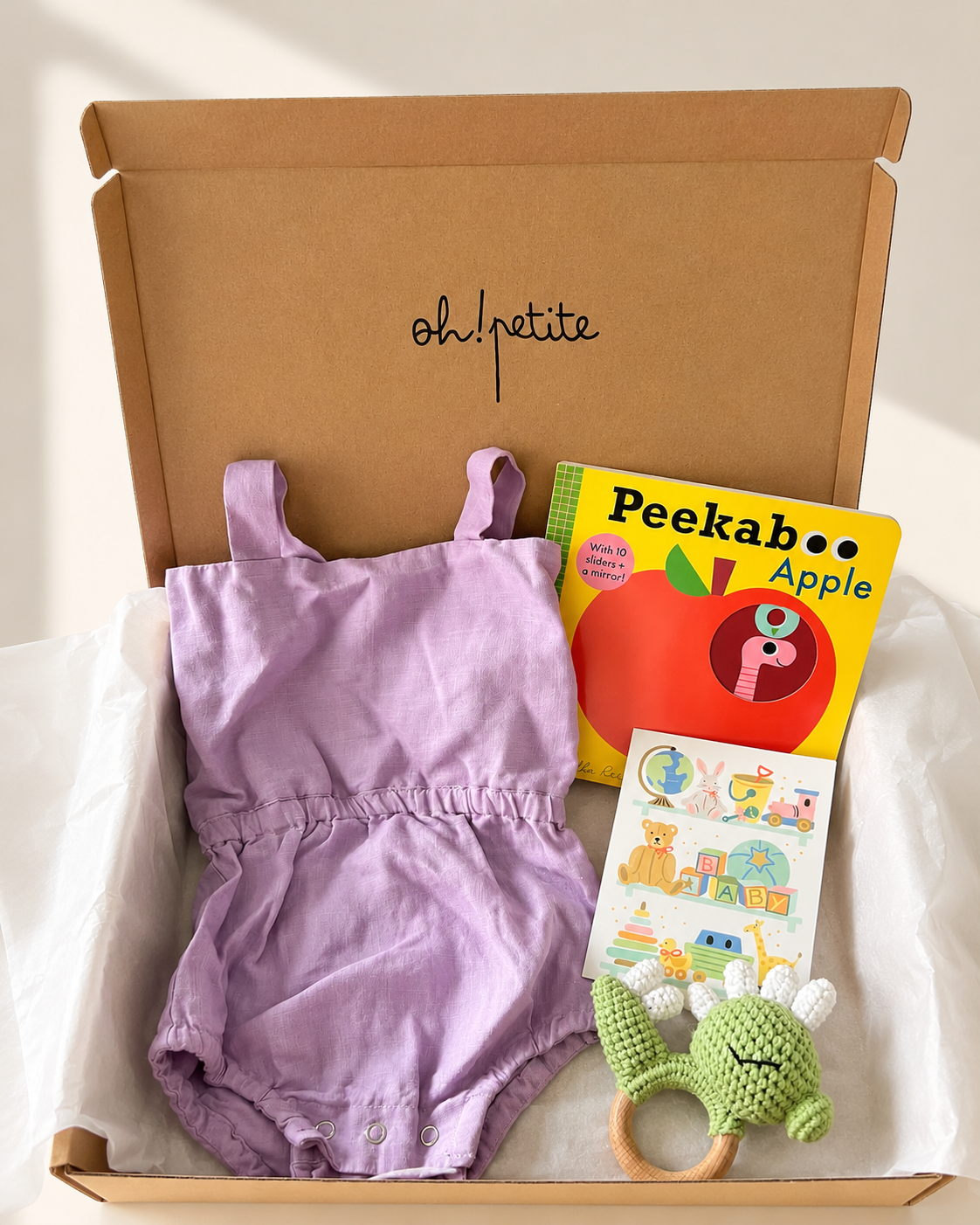 Hello, Little One Tactile Book Set - Vera Back TIe Romper