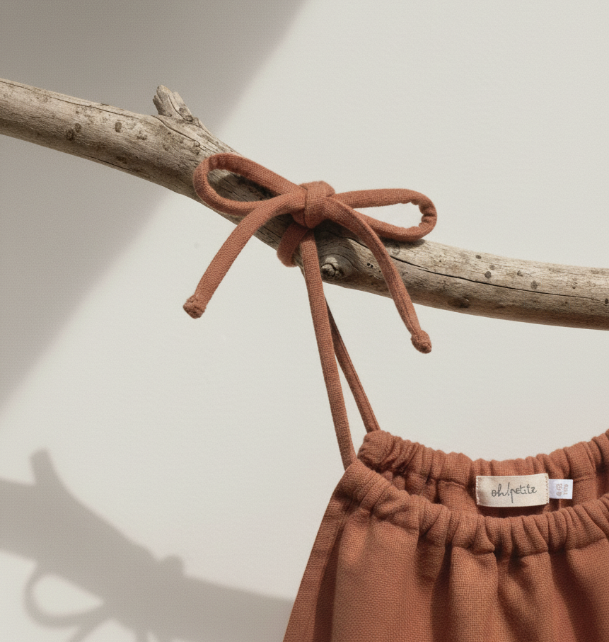 Quinn Linen Tie Strap Pleated Top