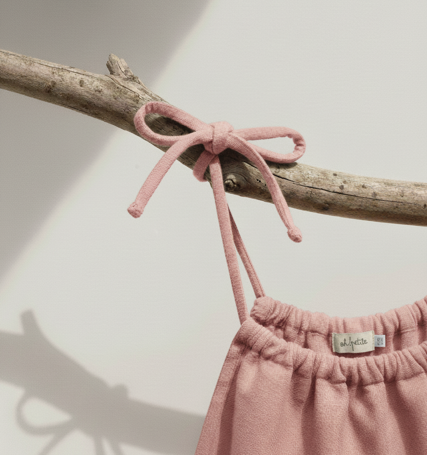 Quinn Linen Tie Strap Pleated Top