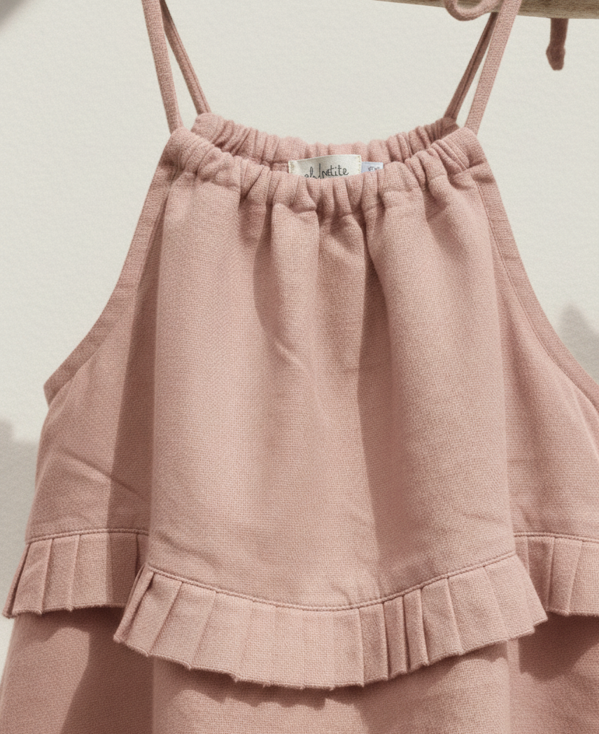 Quinn Linen Tie Strap Pleated Top