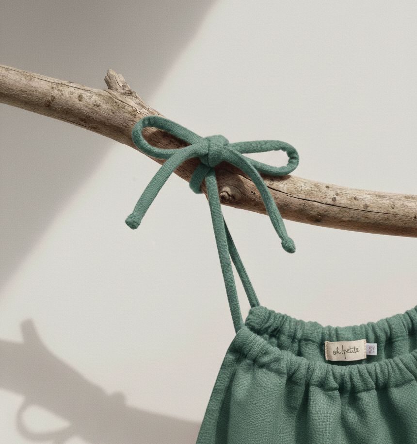 Quinn Linen Tie Strap Pleated Top